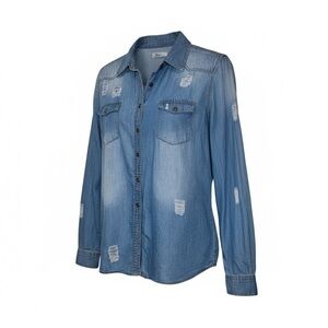 INSO Distressed Denim Button-Up Shirt Size XL NWOT